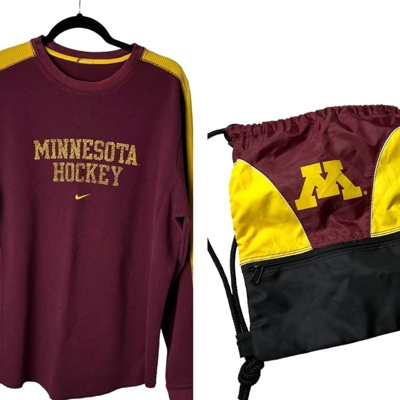 Minnesota Golden Gophers Nike Thermal Long Sleeve Hockey Drawstring Backpack MN - Picture 1 of 11